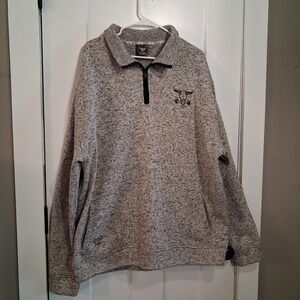 Cowboy Hardware Pullover Mens XXL Gray Marl Quarter Zip Western Rodeo Sweater